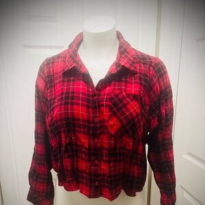Torrid Cropped Flannel Button-Down